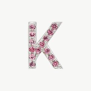 White Gold, Pink Sapphire Letter Bead - Roxanne First