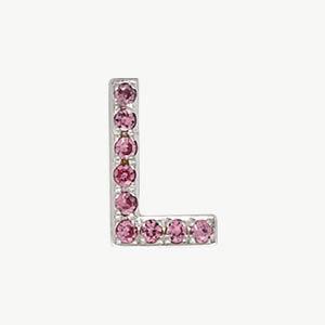 White Gold, Pink Sapphire Letter Bead - Roxanne First