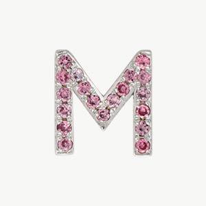 White Gold, Pink Sapphire Letter Bead - Roxanne First