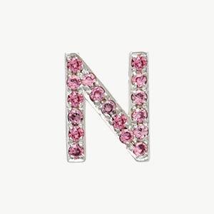 White Gold, Pink Sapphire Letter Bead - Roxanne First