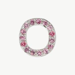 White Gold, Pink Sapphire Letter Bead - Roxanne First