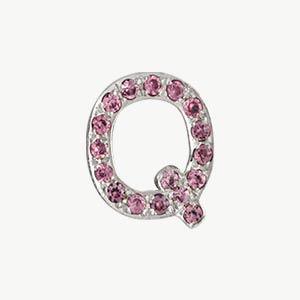 White Gold, Pink Sapphire Letter Bead - Roxanne First