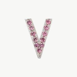 White Gold, Pink Sapphire Letter Bead - Roxanne First