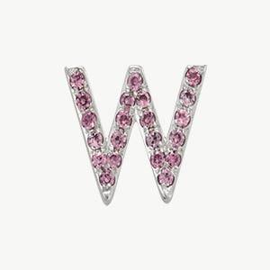 White Gold, Pink Sapphire Letter Bead - Roxanne First