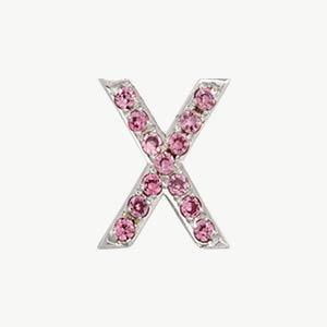 White Gold, Pink Sapphire Letter Bead - Roxanne First