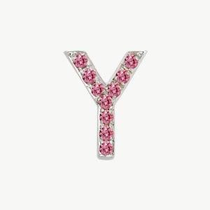 White Gold, Pink Sapphire Letter Bead - Roxanne First