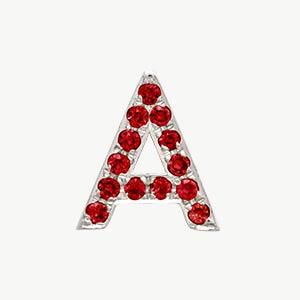 White Gold, Ruby Letter Bead - Roxanne First