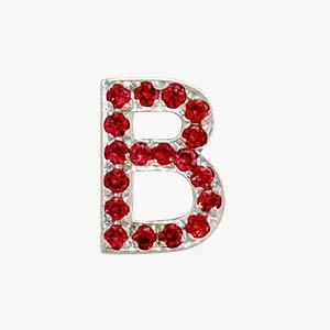 White Gold, Ruby Letter Bead - Roxanne First