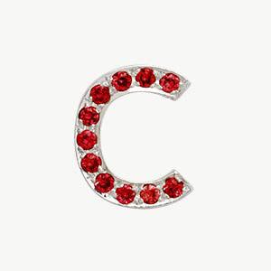 White Gold, Ruby Letter Bead - Roxanne First