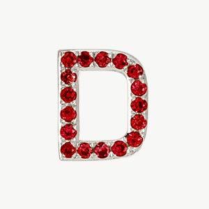 White Gold, Ruby Letter Bead - Roxanne First