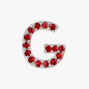 White Gold, Ruby Letter Bead - Roxanne First