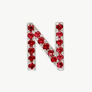 White Gold, Ruby Letter Bead - Roxanne First