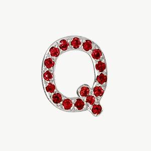 White Gold, Ruby Letter Bead - Roxanne First