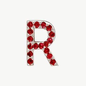 White Gold, Ruby Letter Bead - Roxanne First