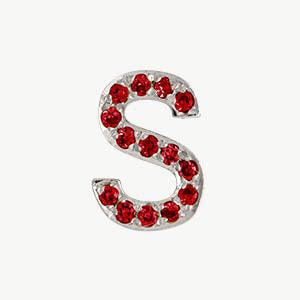 White Gold, Ruby Letter Bead - Roxanne First