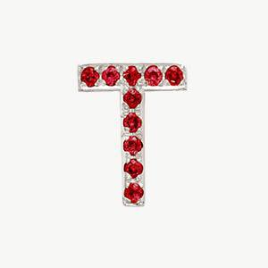 White Gold, Ruby Letter Bead - Roxanne First