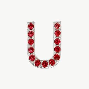 White Gold, Ruby Letter Bead - Roxanne First