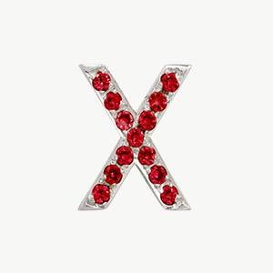 White Gold, Ruby Letter Bead - Roxanne First