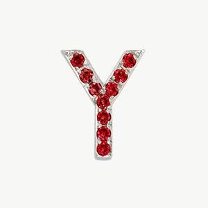 White Gold, Ruby Letter Bead - Roxanne First