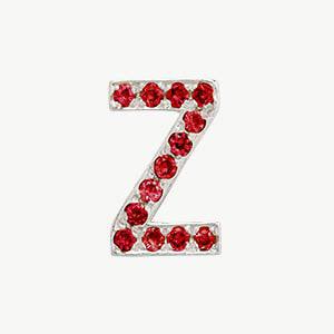 White Gold, Ruby Letter Bead - Roxanne First