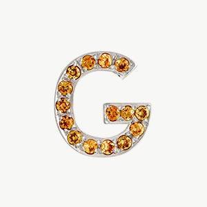 White Gold, Orange Sapphire Letter Bead - Roxanne First