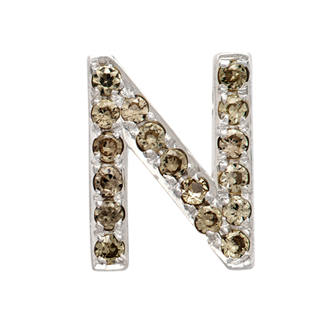 White Gold, Brown Diamond Letter Bead - Roxanne First