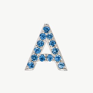 White Gold, Blue Diamond Letter Bead - Roxanne First