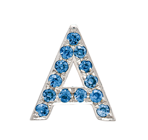 White Gold, Blue Diamond Letter Bead - Roxanne First