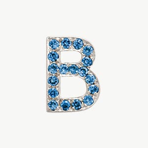 White Gold, Blue Diamond Letter Bead - Roxanne First