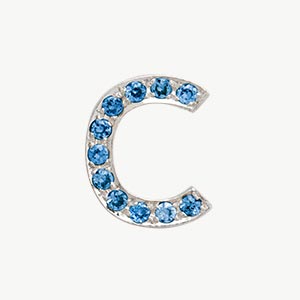 White Gold, Blue Diamond Letter Bead - Roxanne First