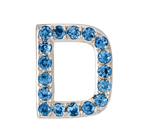 White Gold, Blue Diamond Letter Bead - Roxanne First