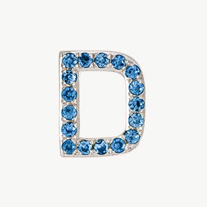 White Gold, Blue Diamond Letter Bead - Roxanne First