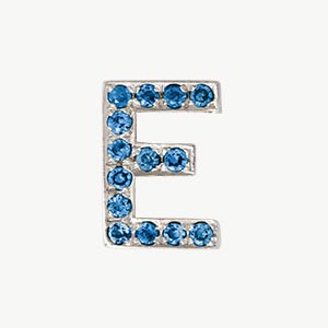 White Gold, Blue Diamond Letter Bead - Roxanne First