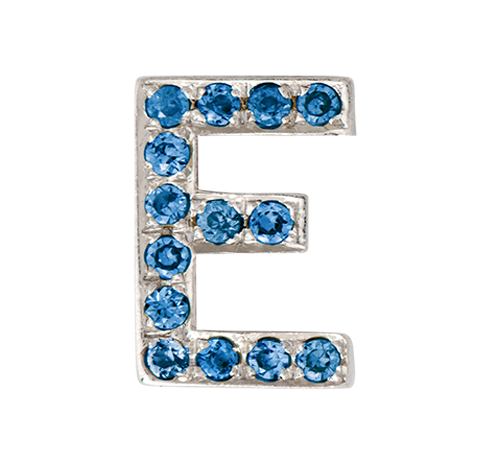 White Gold, Blue Diamond Letter Bead - Roxanne First