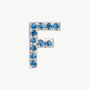 White Gold, Blue Diamond Letter Bead - Roxanne First