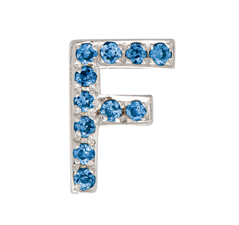 White Gold, Blue Diamond Letter Bead - Roxanne First