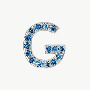 White Gold, Blue Diamond Letter Bead - Roxanne First