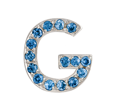 White Gold, Blue Diamond Letter Bead - Roxanne First