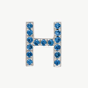 White Gold, Blue Diamond Letter Bead - Roxanne First