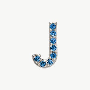 White Gold, Blue Diamond Letter Bead - Roxanne First