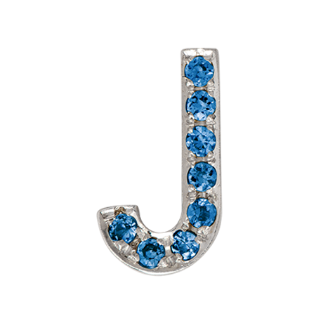 White Gold, Blue Diamond Letter Bead - Roxanne First