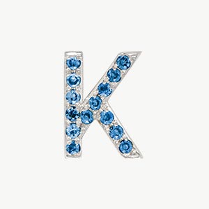 White Gold, Blue Diamond Letter Bead - Roxanne First