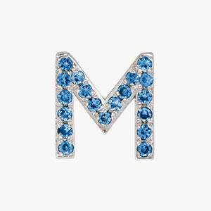 White Gold, Blue Diamond Letter Bead - Roxanne First