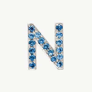 White Gold, Blue Diamond Letter Bead - Roxanne First