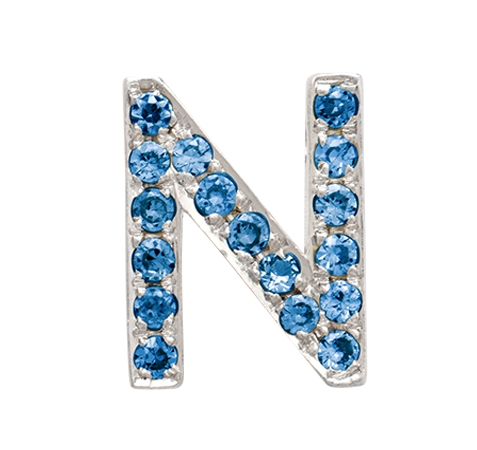 White Gold, Blue Diamond Letter Bead - Roxanne First