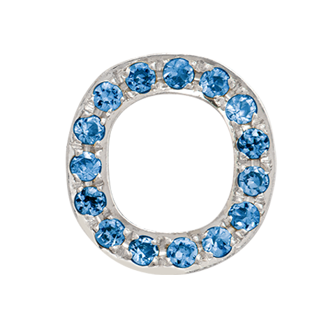 White Gold, Blue Diamond Letter Bead - Roxanne First