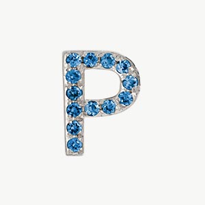 White Gold, Blue Diamond Letter Bead - Roxanne First