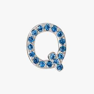 White Gold, Blue Diamond Letter Bead - Roxanne First