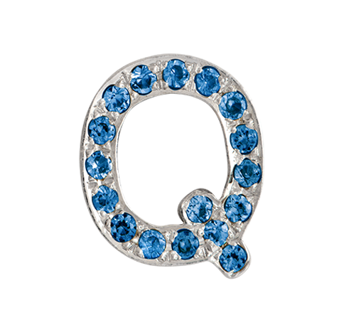 White Gold, Blue Diamond Letter Bead - Roxanne First