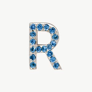 White Gold, Blue Diamond Letter Bead - Roxanne First